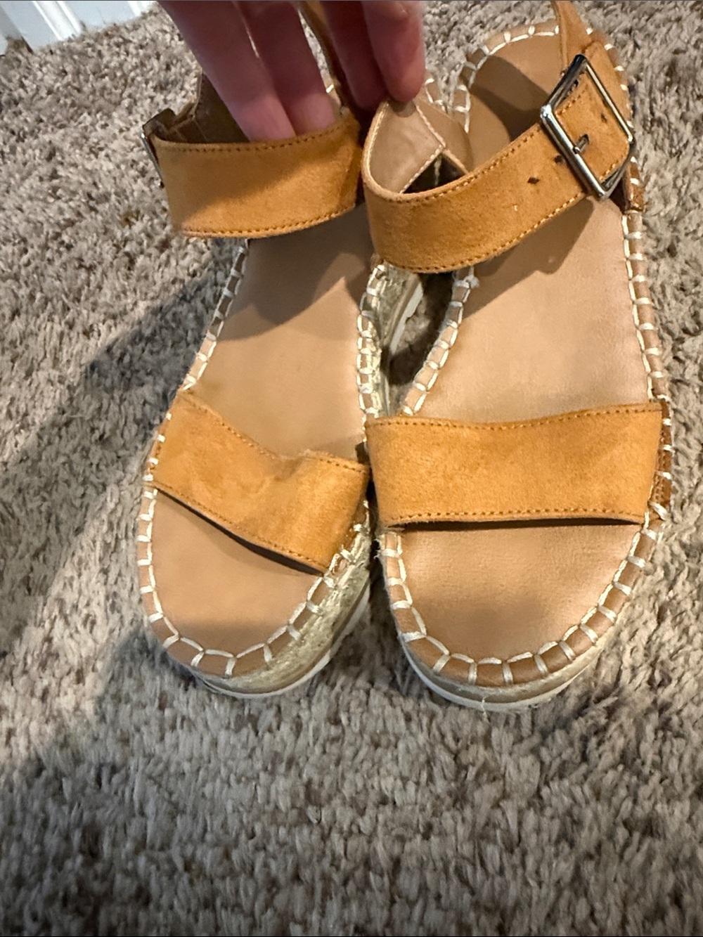 Women's Suede Espadrille Sandals in Tan